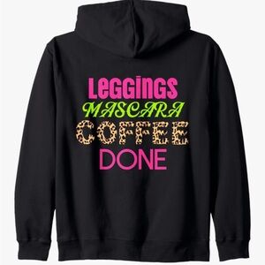 Leggings Mascara Coffee Done Zip Hoodie Sweatshirt Plain Front Designer New